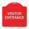 Signmission Designer Series Entrance Visitor Entrance, Red & White Aluminum Sign, 18" H, RW-1818-24093 A-DES-RW-1818-24093 - alternate 1